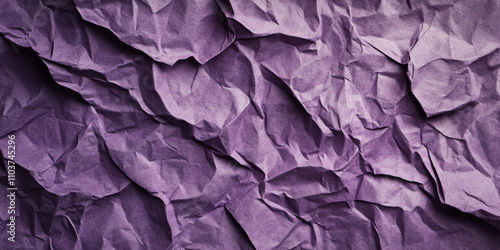 Purple crumpled paper texture with shades of amethyst and lilac. Bold creases and folds create dramatic depth and contrast.