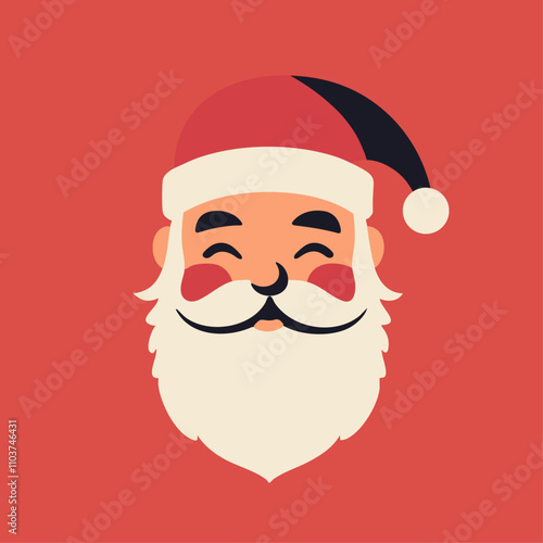 Smiling Santa Claus, Christmas logo, Flat Design Vector