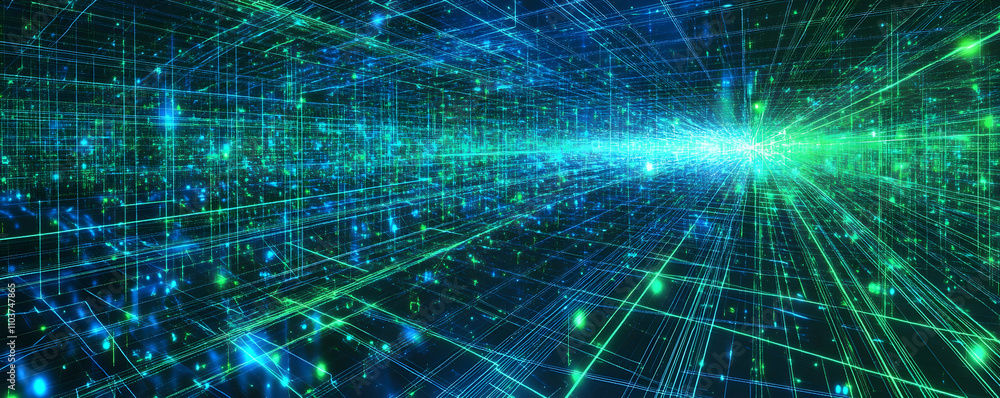 Obraz premium Abstract Digital Cityscape Illuminating Network Pathways