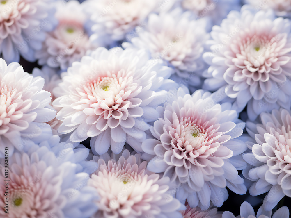 Stylish background featuring chrysanthemums in autumn with cool color tones Stylish background featuring chrysanthemums in autumn with cool color tones