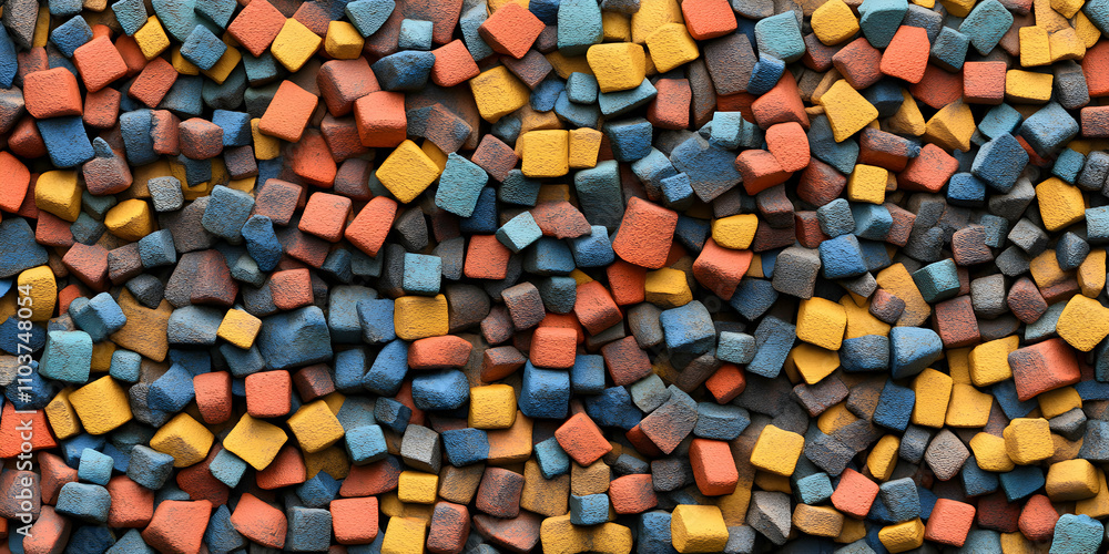 Abstract Background, Colorful Cube Mosaic Texture, Irregular Shapes, Vibrant Hues, Textured Surface Abstract Background, Colorful Cube Mosaic Texture, Irregular Shapes, Vibrant Hues, Textured Surface