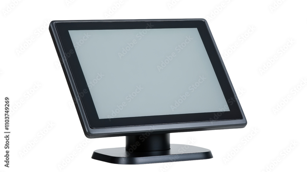 Modern touchscreen monitor with sleek design and blank screen, ideal for various applications in offices or retail environments Modern touchscreen monitor with sleek design and blank screen, ideal for various applications in offices or retail environments