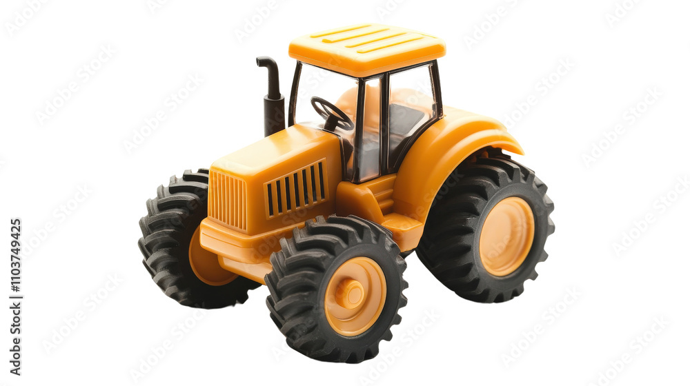 bright yellow toy tractor with large black wheels, perfect for imaginative play. This durable plastic vehicle is ideal for children who love farming and construction themes bright yellow toy tractor with large black wheels, perfect for imaginative play. This durable plastic vehicle is ideal for children who love farming and construction themes