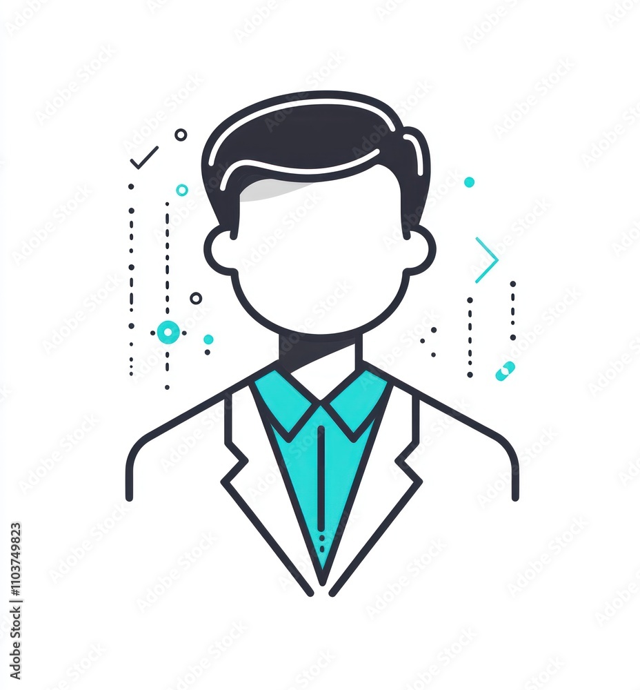 Simple line art illustration of a faceless man in a suit. Simple line art illustration of a faceless man in a suit.