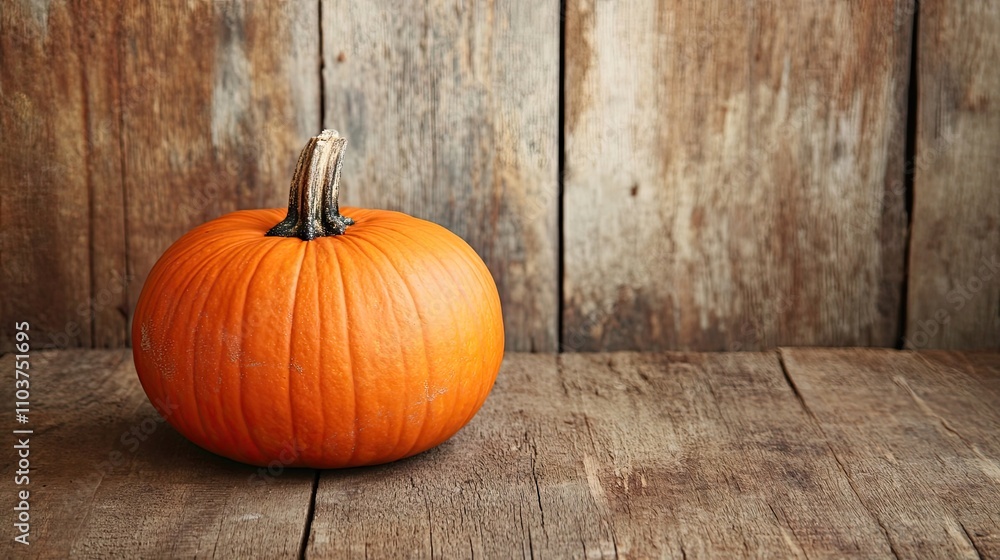 Single orange pumpkin resting on an aged wooden surface in soft light creates a spooky and mysterious atmosphere ideal for Halloween. Perfect for enhancing Halloween-themed designs. Single orange pumpkin resting on an aged wooden surface in soft light creates a spooky and mysterious atmosphere ideal for Halloween. Perfect for enhancing Halloween-themed designs.