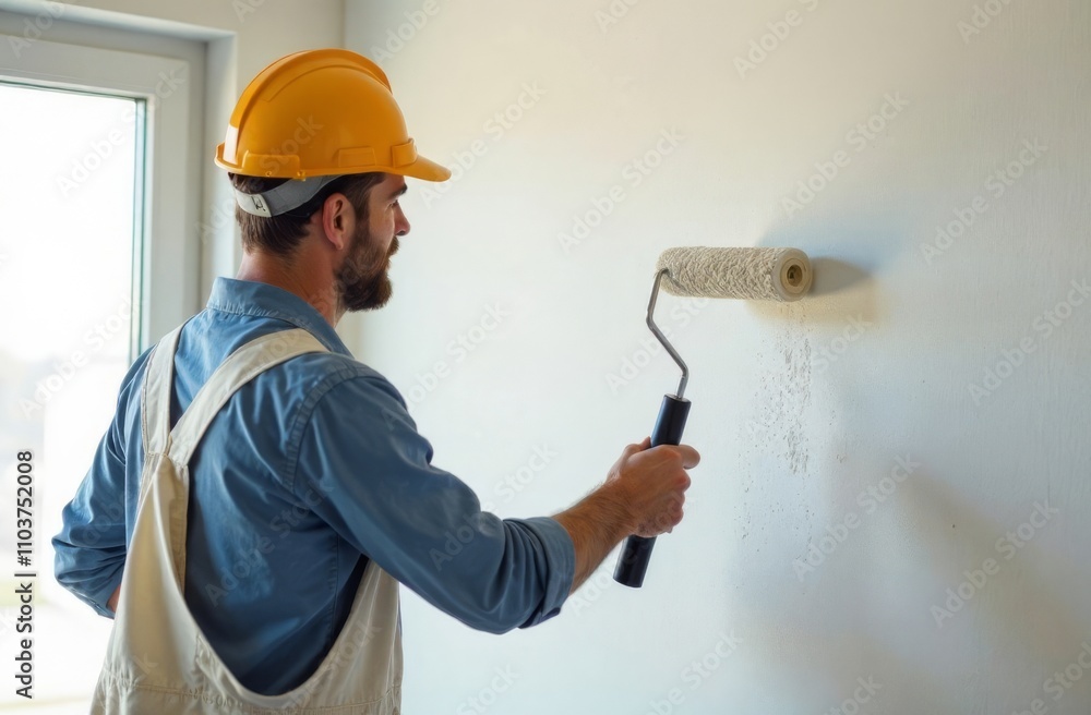 worker with roller worker with roller