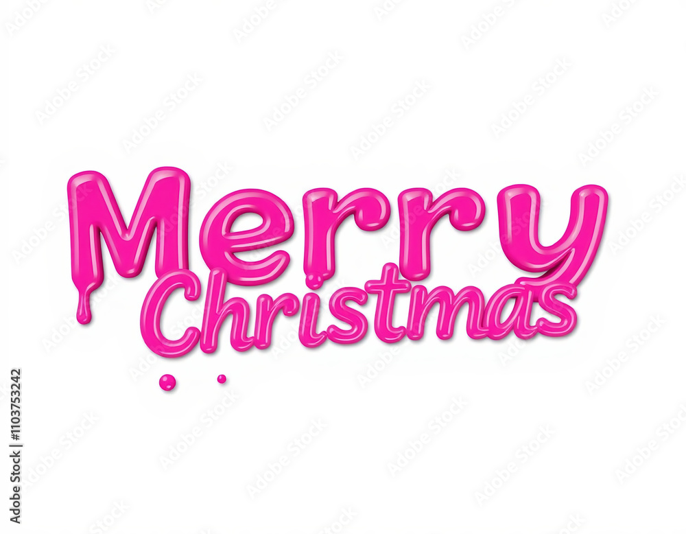 Fototapeta premium Vibrant Pink Merry Christmas Text with Festive Design