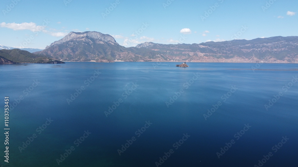 China YunNan, a lake and mountain China YunNan, a lake and mountain