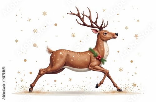Christmas greeting card with deer, deer