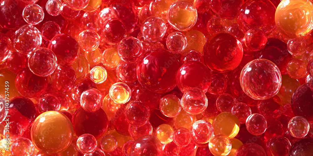 Abstract Red and Yellow Sphere Art, Colorful Bubble Design, Red Yellow Abstract Image, Vibrant Bubble Artwork, Modern Bubble Art