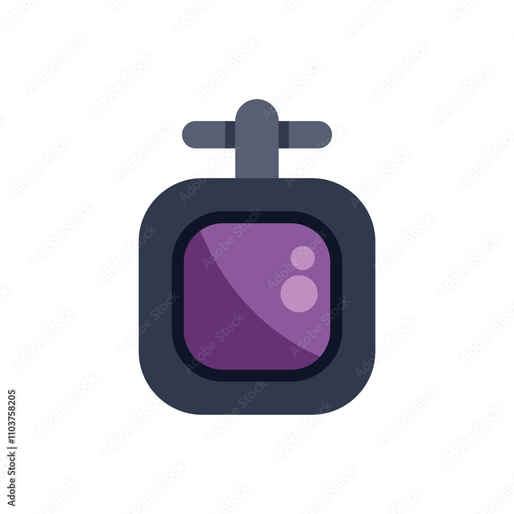 Simple flat illustration of a security camera displaying a purple screen with glare Simple flat illustration of a security camera displaying a purple screen with glare