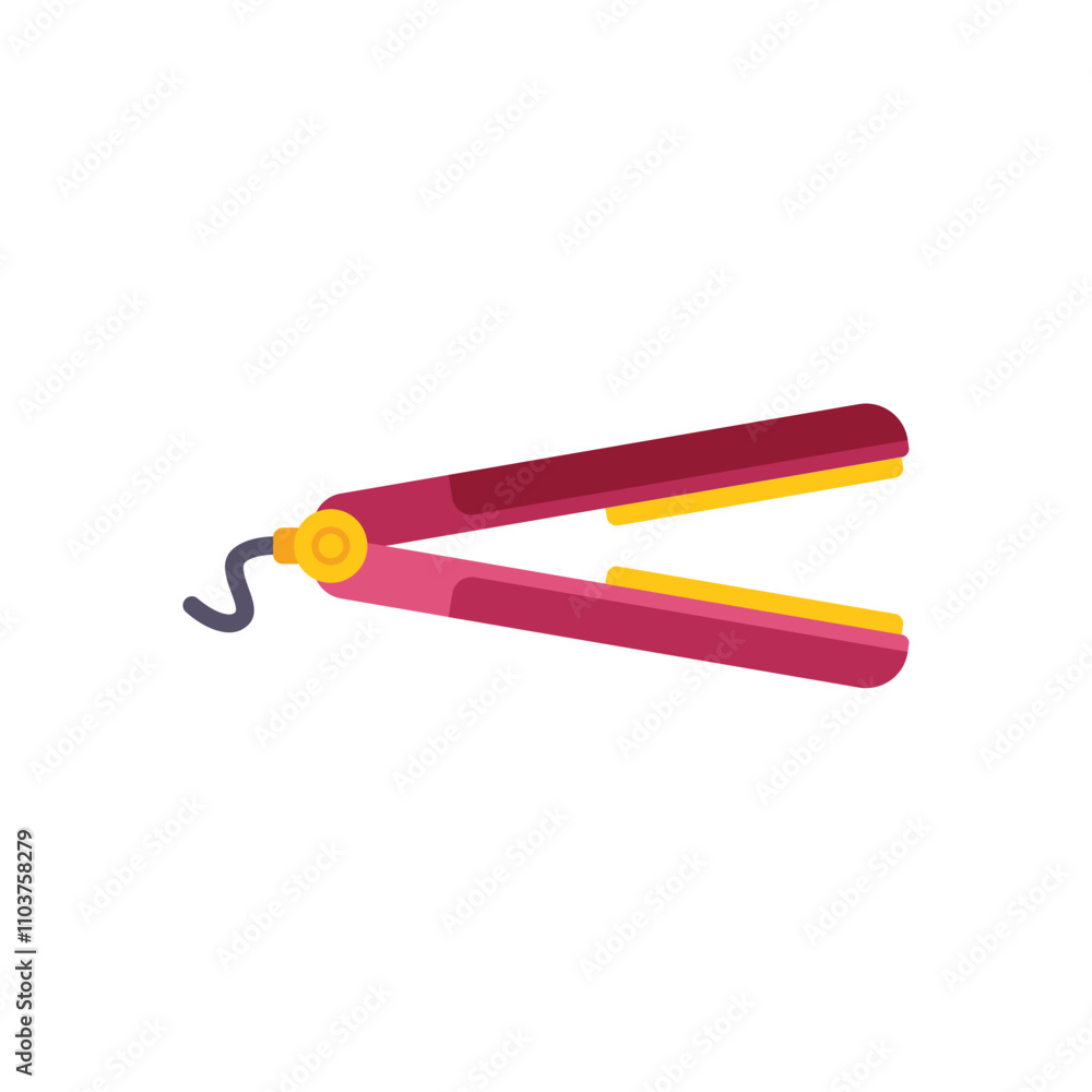 Hair straightener is lying on a white background with the cord trailing away Hair straightener is lying on a white background with the cord trailing away