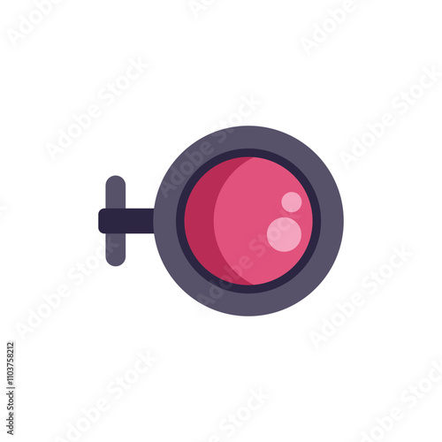 Cartoon illustration of a red button being pushed with a side device for activating