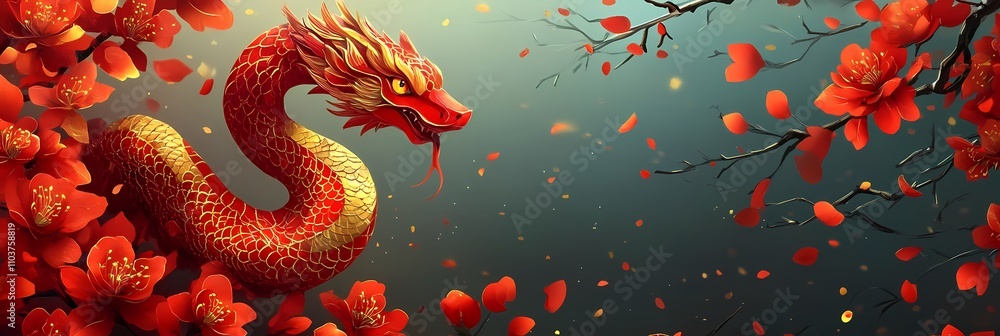 2025 Year of the Snake Background - Elegant and Mysterious Symbolic Design 2025 Year of the Snake Background - Elegant and Mysterious Symbolic Design