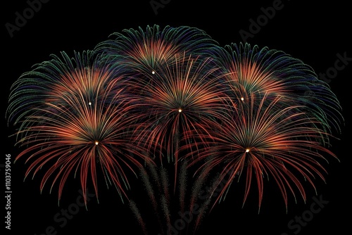 Multi-colored fireworks display in the night sky photo