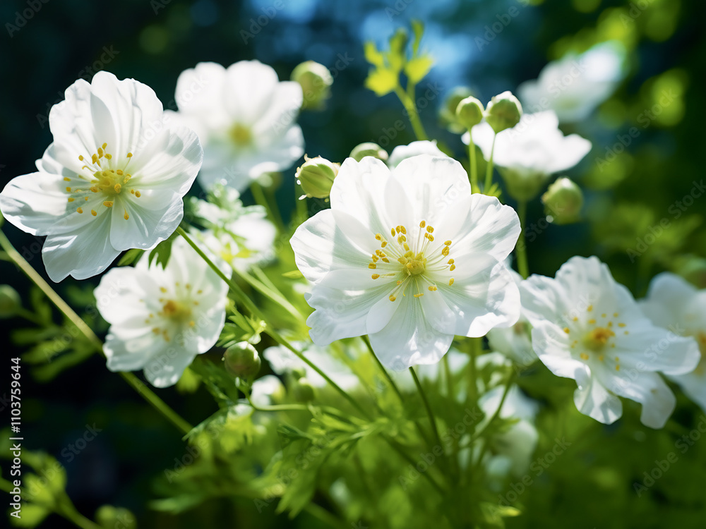 Wild white flowers blooming during the summer season Wild white flowers blooming during the summer season