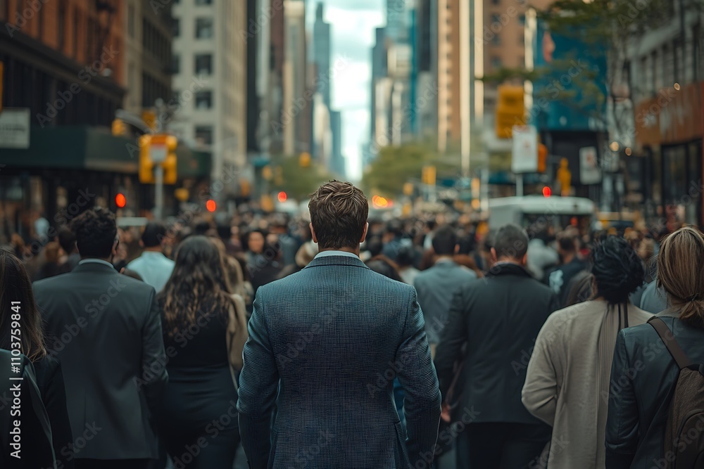 Anonymous Businessman Walking Diverse City Crowd Sunlight Anonymous Businessman Walking Diverse City Crowd Sunlight