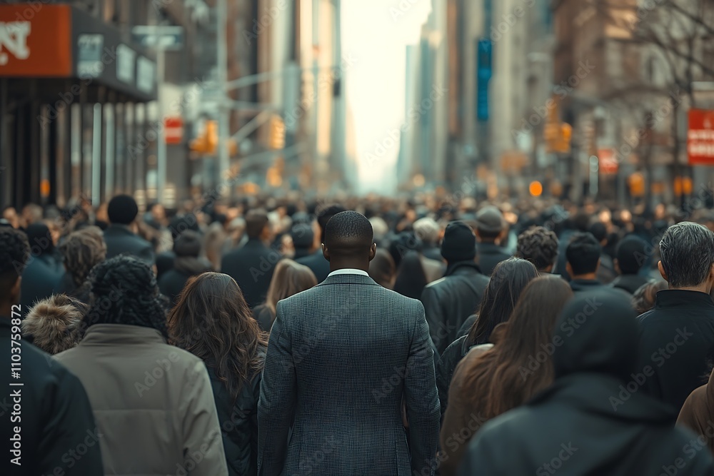 Anonymous Businessman Walking Diverse City Rush Hour Perspective Anonymous Businessman Walking Diverse City Rush Hour Perspective
