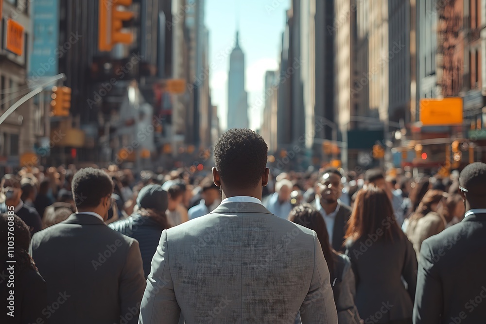Anonymous Businessman, Back View, Busy City Rush Hour Anonymous Businessman, Back View, Busy City Rush Hour