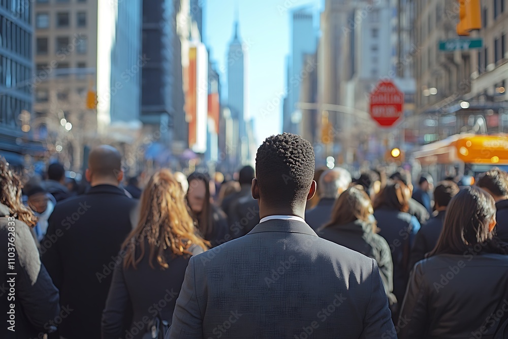 Anonymous Commuter in Grey Suit Urban Crowd, City Life Anonymous Commuter in Grey Suit Urban Crowd, City Life