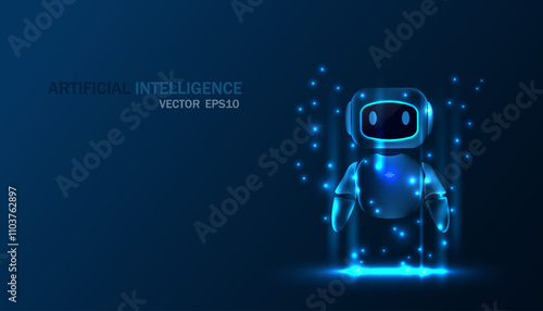3D robot vector illustration , artificial intelligence cyborg concept