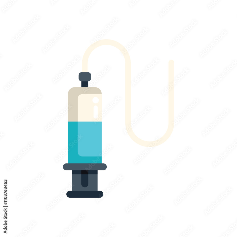 Simple icon of a medical syringe filled with blue liquid, symbolizing healthcare and vaccination Simple icon of a medical syringe filled with blue liquid, symbolizing healthcare and vaccination