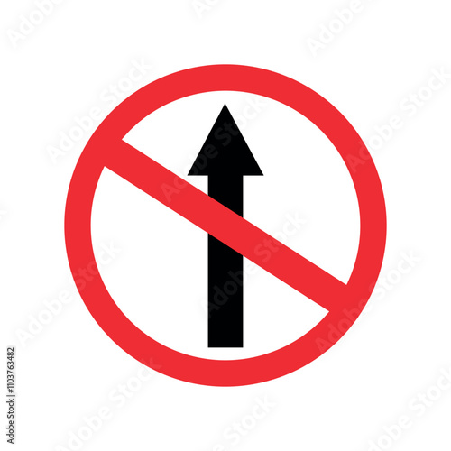 Do not go straight traffic sign icon vector, Illustration of Prohibited way traffic sign isolated on white background.