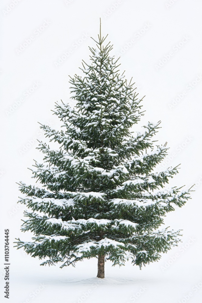 Beautiful Snow-Covered Evergreen Tree in Winter Wonderland Setting - Perfect for Holiday and Seasonal Decor Themes Beautiful Snow-Covered Evergreen Tree in Winter Wonderland Setting - Perfect for Holiday and Seasonal Decor Themes