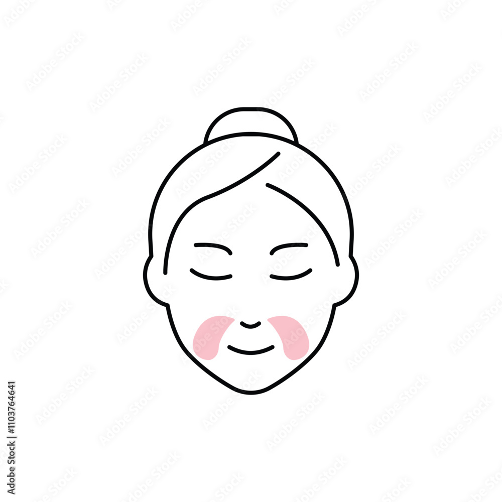Girl Use Gel Patch Line Icon. Eye Patches for Beauty and Skin Care. Face Anti Aging Procedure Icon. Cosmetic Collagen Eye Patches Against Facial Girl Use Gel Patch Line Icon. Eye Patches for Beauty and Skin Care. Face Anti Aging Procedure Icon. Cosmetic Collagen Eye Patches Against Facial