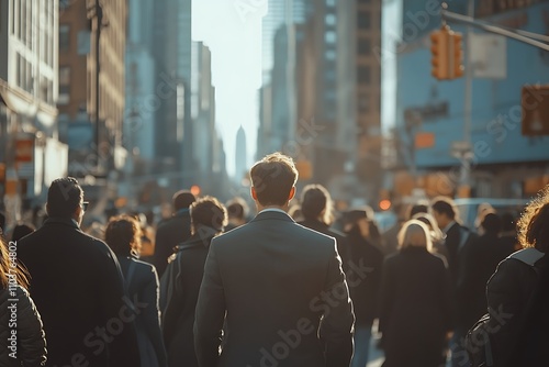 Anonymous Gentleman Walking NYC Street Diverse Crowd