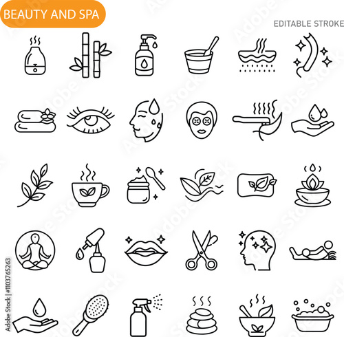 Spa Icons Beauty Treatments, Wellness, Relaxation, Skincare, and SelfCare