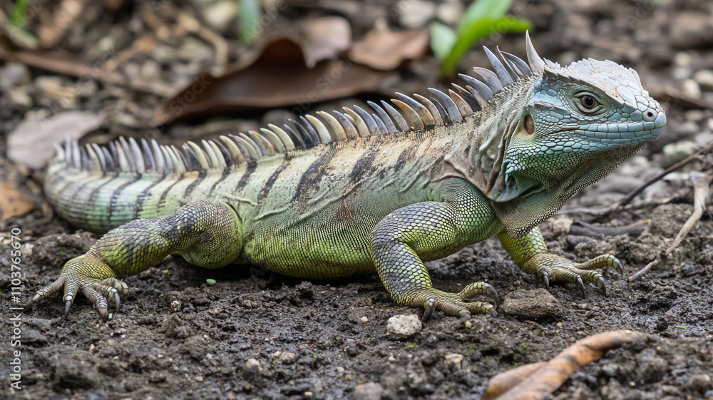 Fototapeta premium iguana on a tree generated by AI technology
