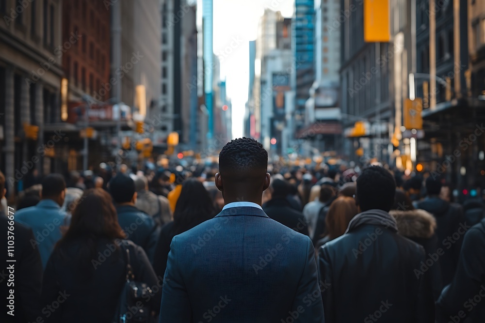 Anonymous Man in Suit Amidst Diverse City Commute Anonymous Man in Suit Amidst Diverse City Commute