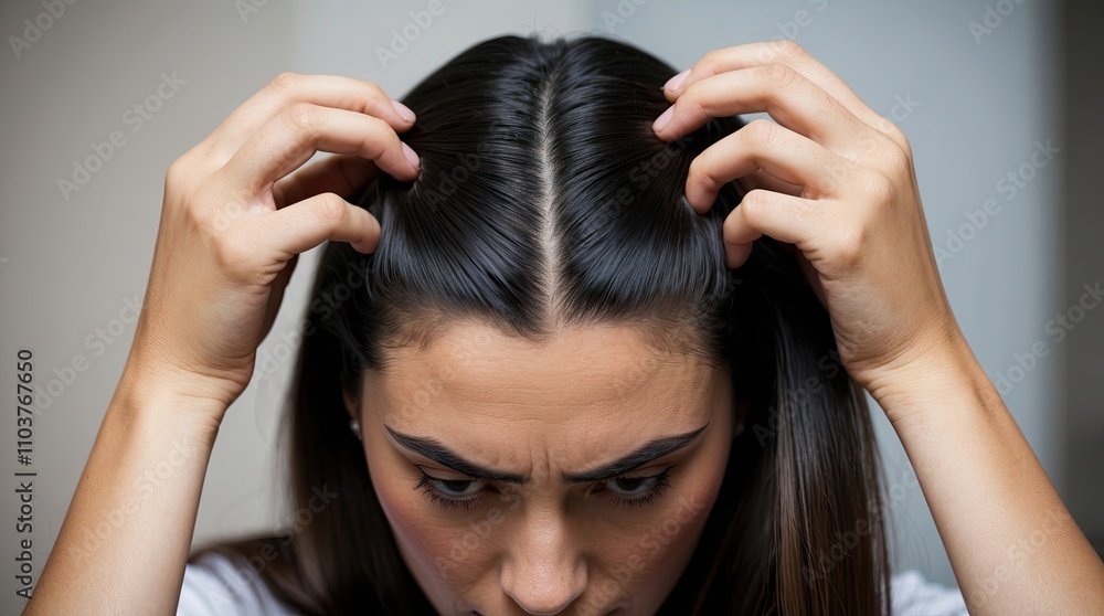 Woman Checking Hair and Scalp Health Woman Checking Hair and Scalp Health