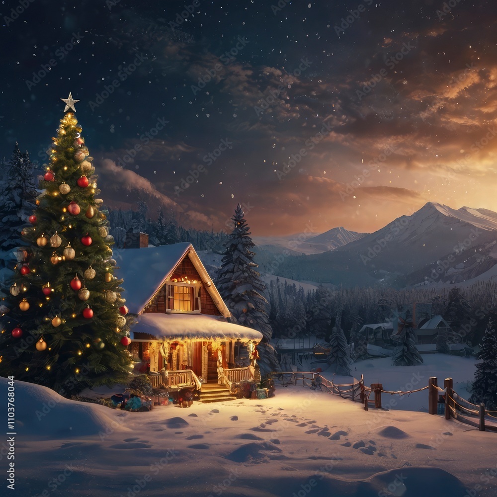 Fototapeta premium Christmas tree with gifts