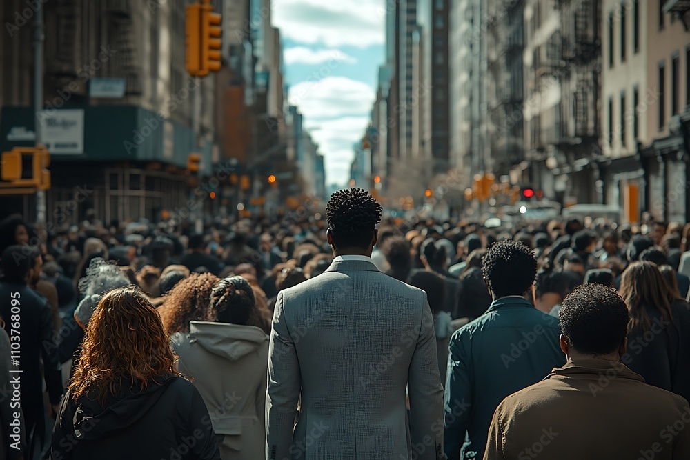 Anonymous Man in Suit, Modern City Crowd Scene Anonymous Man in Suit, Modern City Crowd Scene