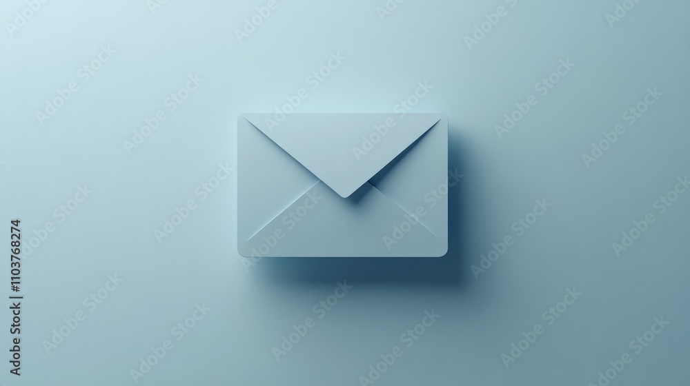 Minimalistic paper cut design of an email notification icon showcasing a single envelope in soft, muted colors against a light background. Minimalistic paper cut design of an email notification icon showcasing a single envelope in soft, muted colors against a light background.