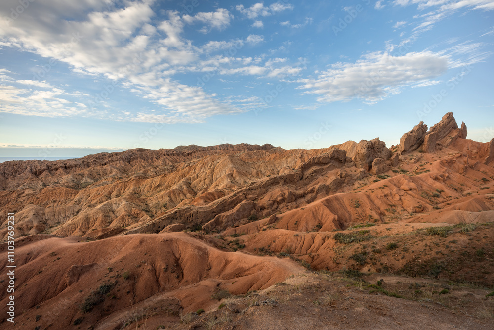 Scenic red sandstone landscape of 'Fairy Tale' canyon Scenic red sandstone landscape of 'Fairy Tale' canyon