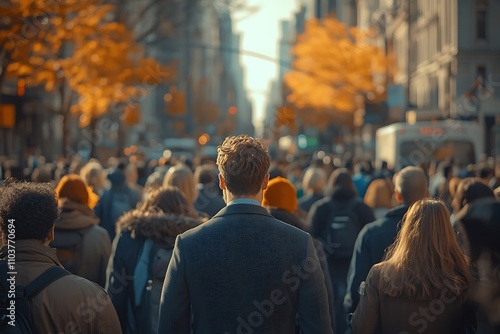 Wallpaper Mural Anonymous Man, Golden Hour Loneliness City Street Crowd Torontodigital.ca