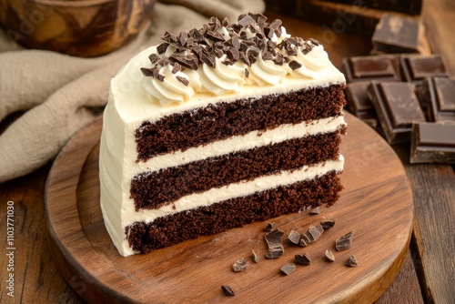 a beautiful multi-layered chocolate cake photo