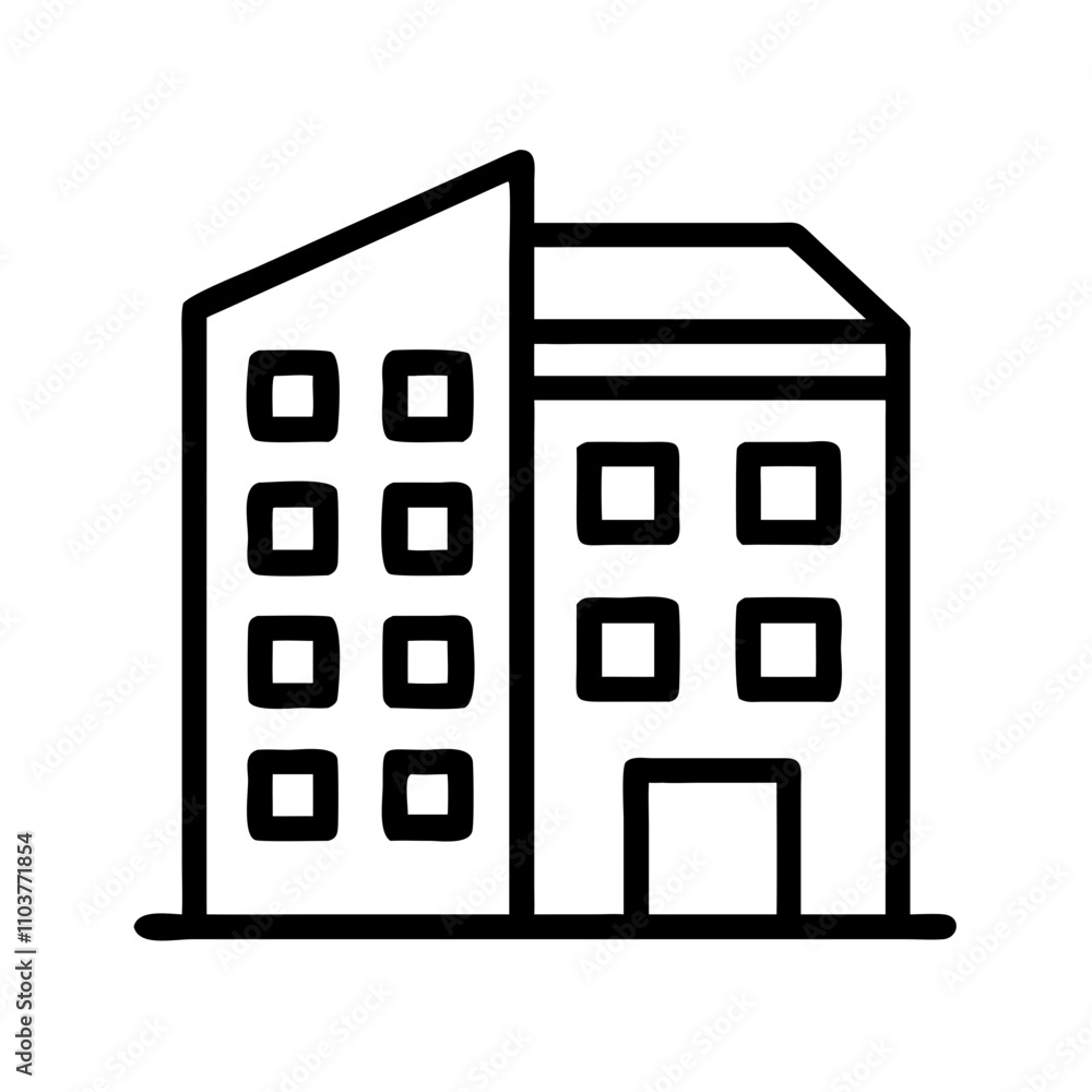 Good icon of a modern multi-story apartment building Good icon of a modern multi-story apartment building