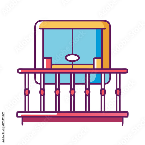 Good icon of a decorative balcony with a window view