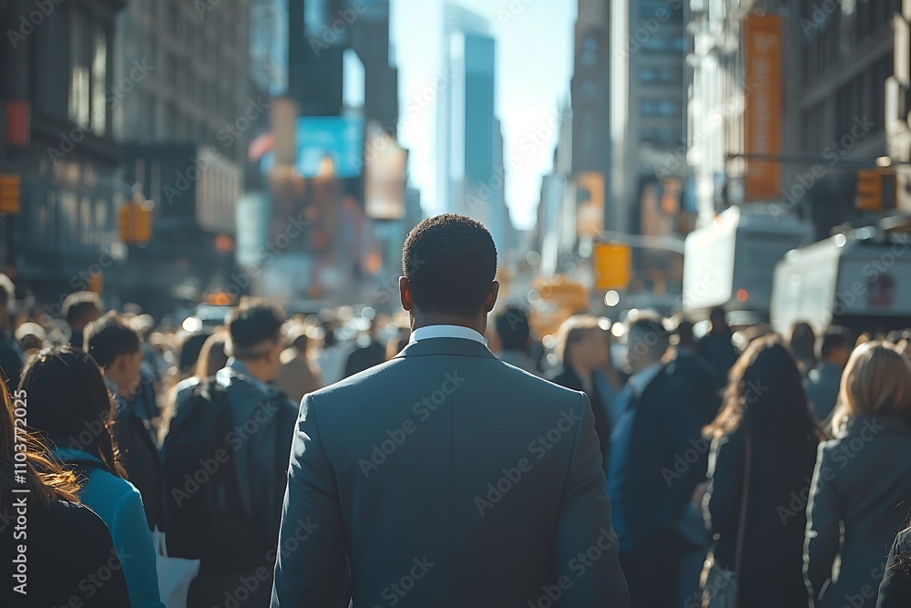 Anonymous Professional Commuter in Daytime City Crowd Anonymous Professional Commuter in Daytime City Crowd