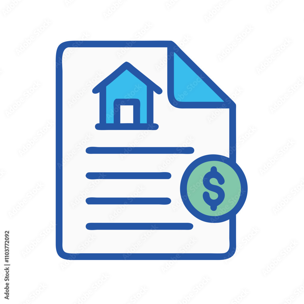 Good icon of a property invoice with dollar symbol and house Good icon of a property invoice with dollar symbol and house