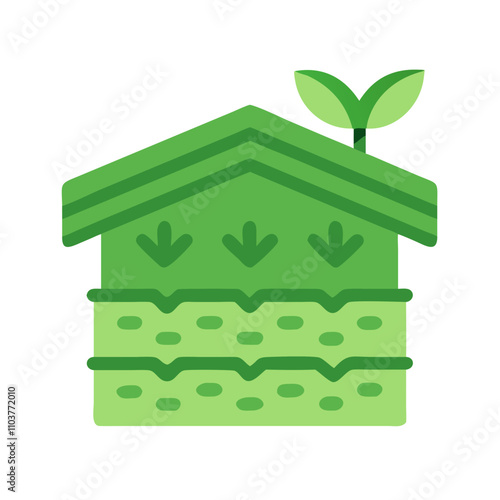 Good icon of an eco-friendly green house with leaf sprout