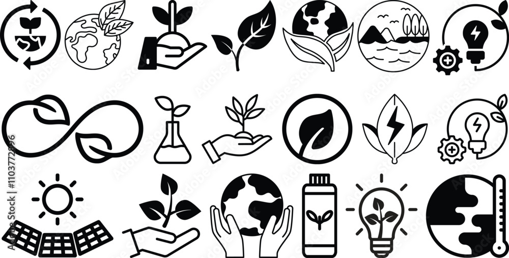 Naklejka premium Ecology and Nature icons set collection