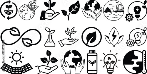 Ecology and Nature icons set collection 