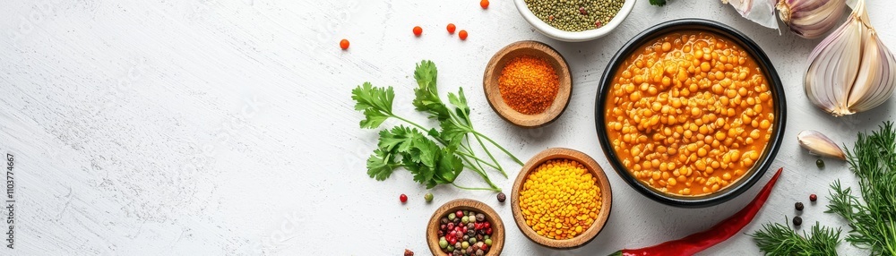 Colorful Arrangement of Spices and Lentils on a Rustic Tabletop Indian food cuisine Colorful Arrangement of Spices and Lentils on a Rustic Tabletop Indian food cuisine