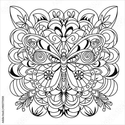 a beautiful mandala design with a butterfly and other nature elements