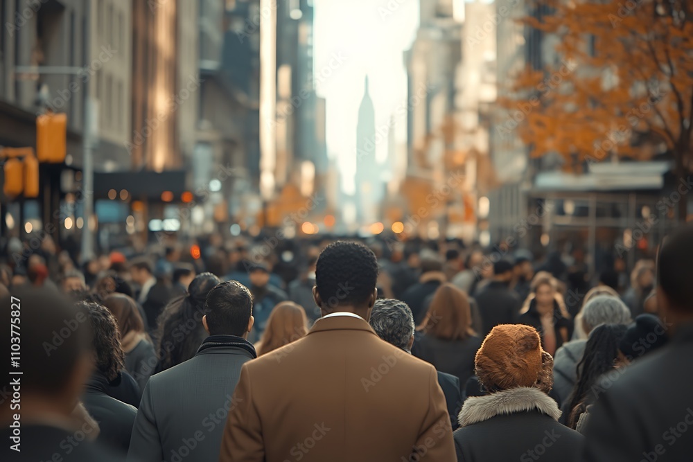 Autumn City Rush Walking Crowd Perspective Autumn City Rush Walking Crowd Perspective